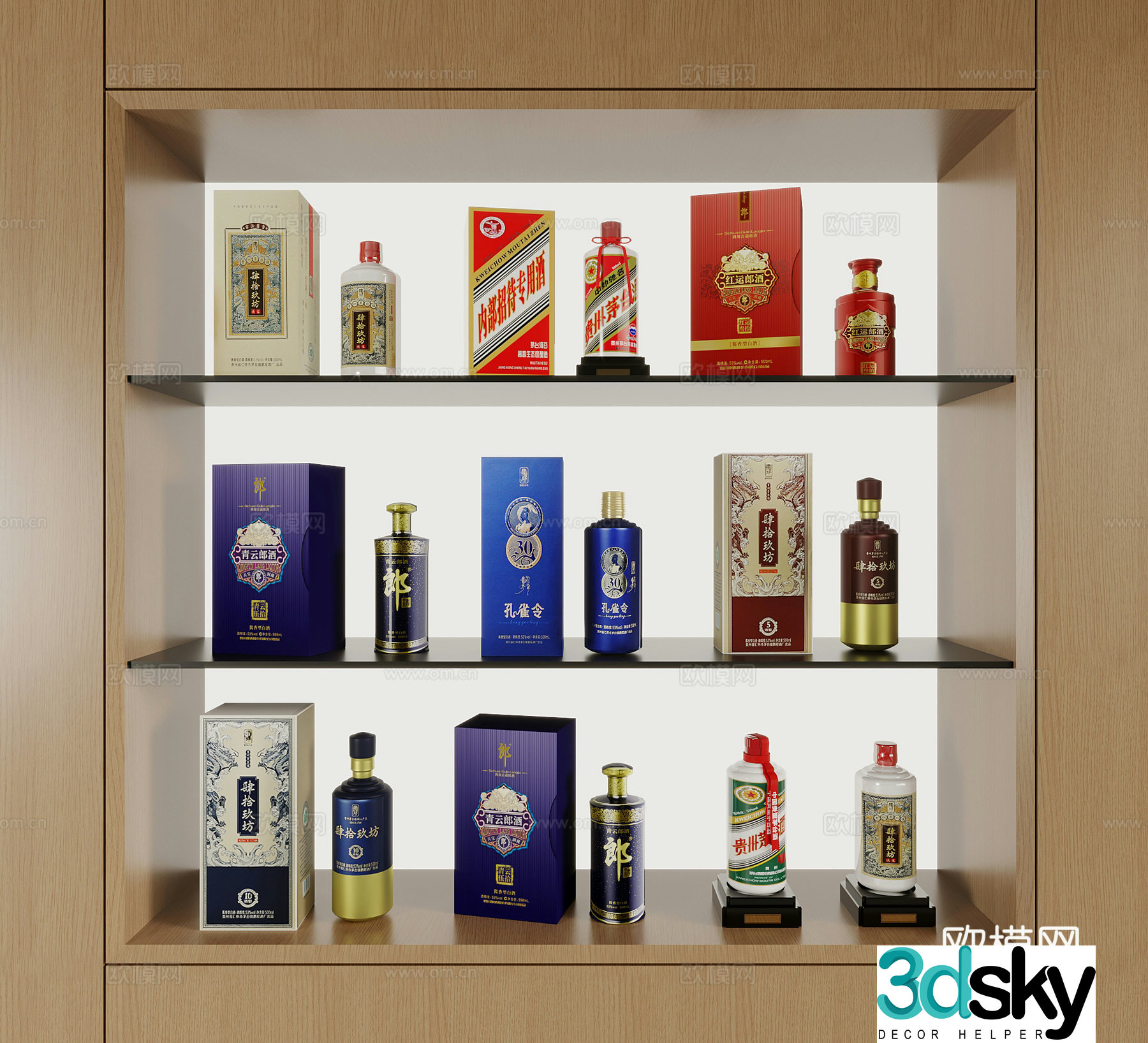 Wine Modern Wine White Wine Boxed Wine Bottled Wine 3D Model