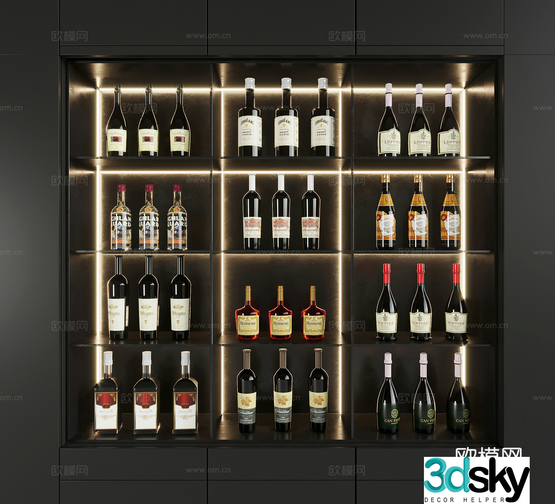 Wine Modern Wine Red Wine Foreign Wine Wine Bottle 3D Model