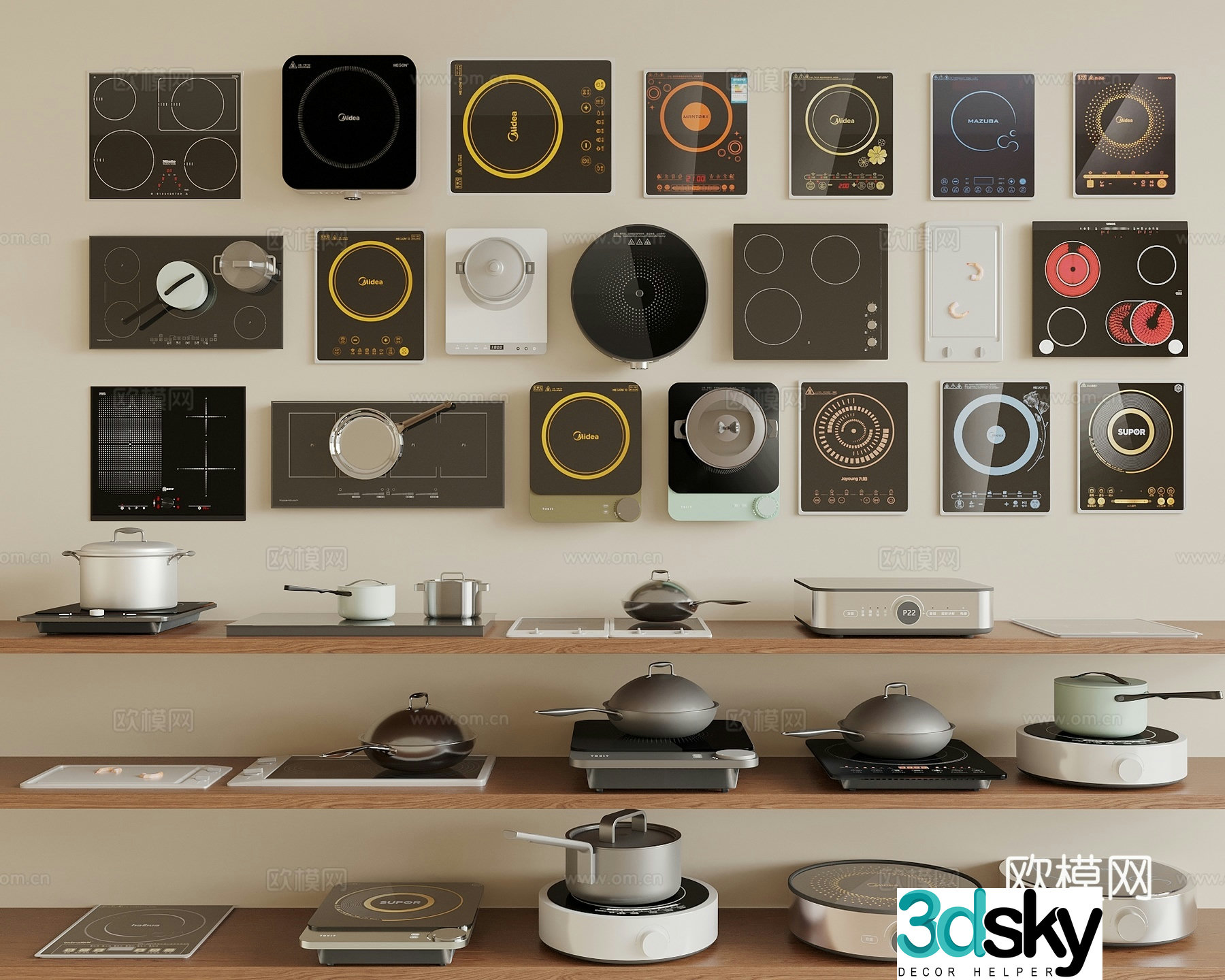 Induction cooker smokeless stove pot 3d model
