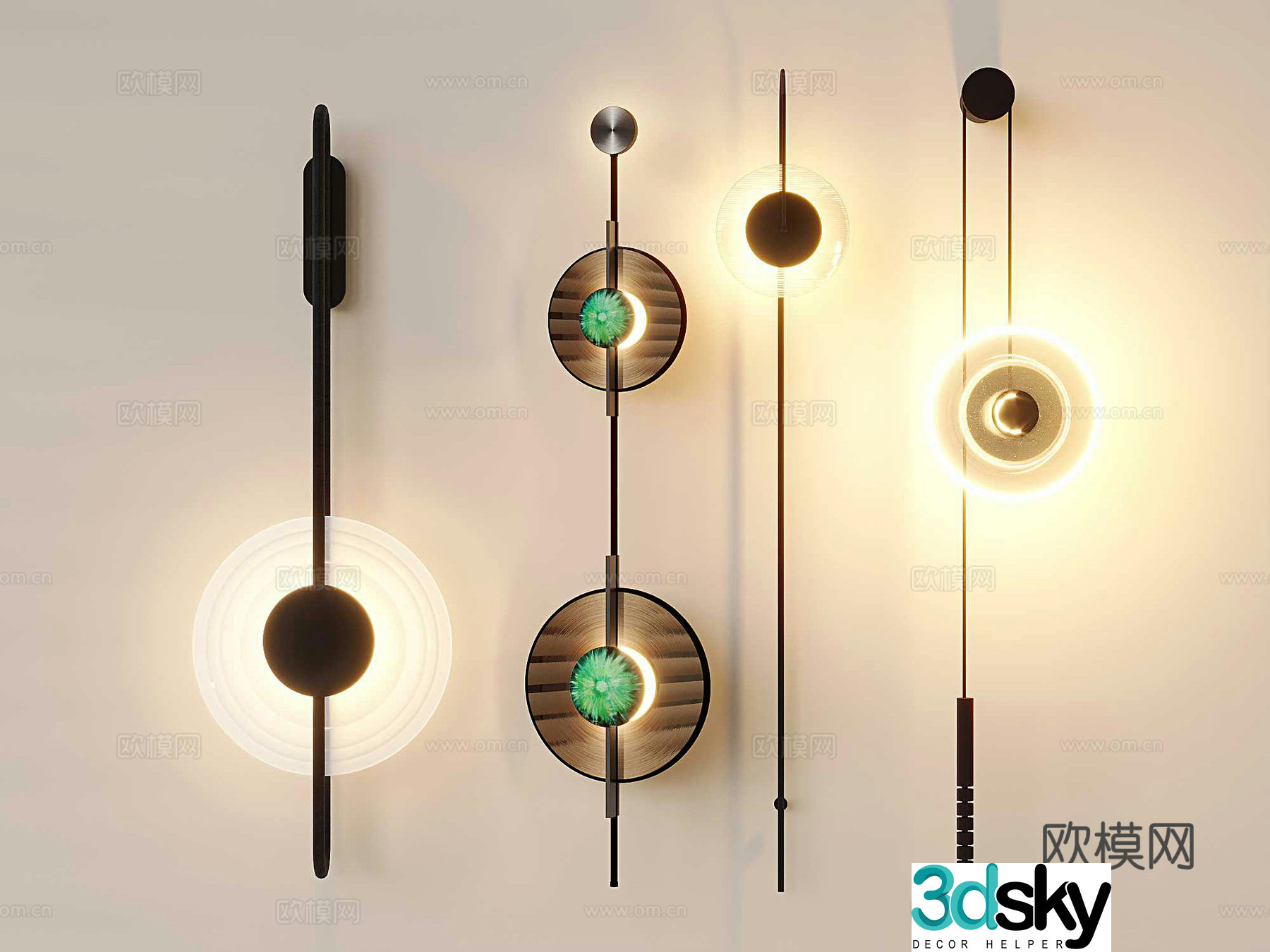 Modern wall light combination disc wall light living room wall light bedroom wall light 3D model