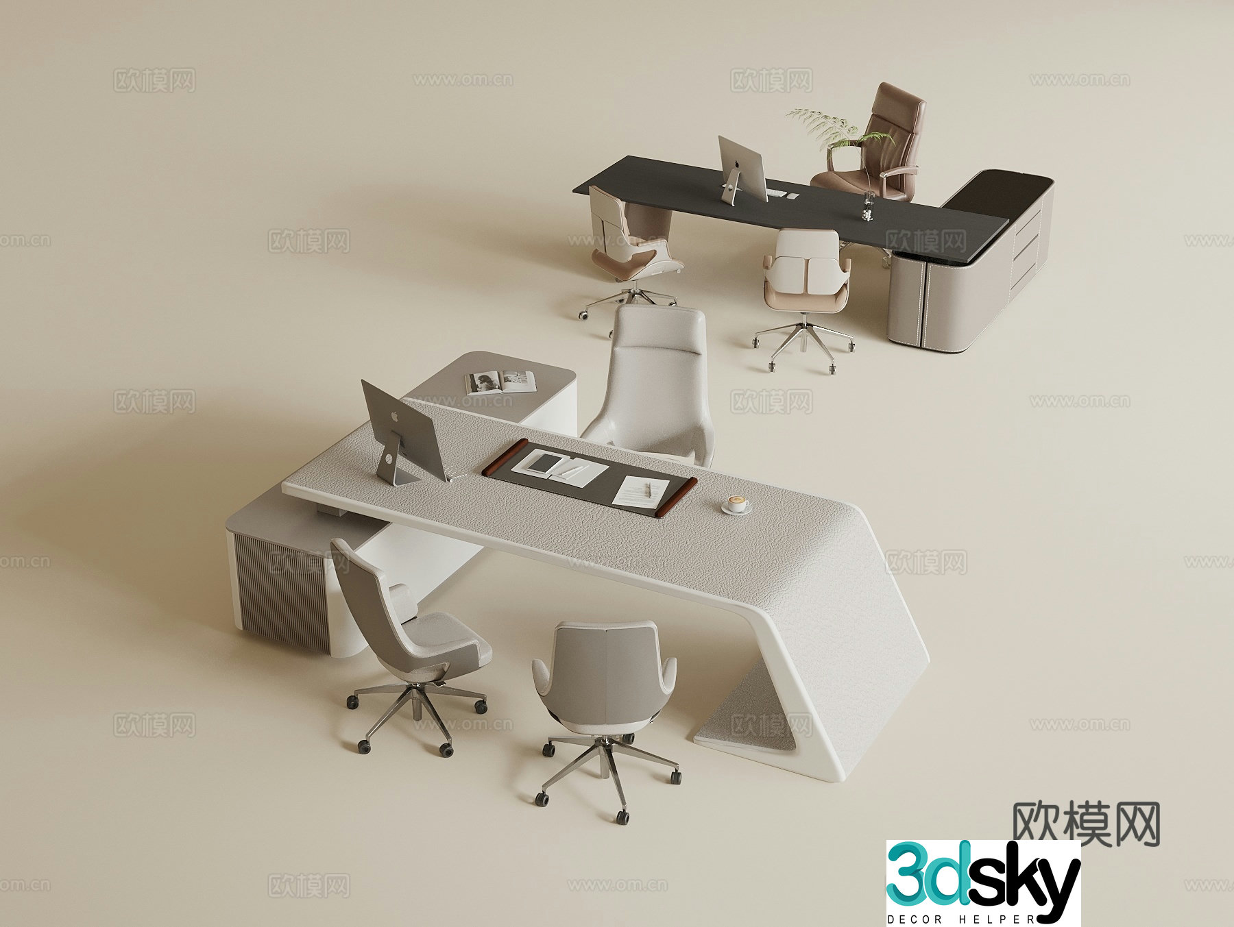 Modern office desk and chair Manager office desk and chair Chairman office desk and chair 3d model