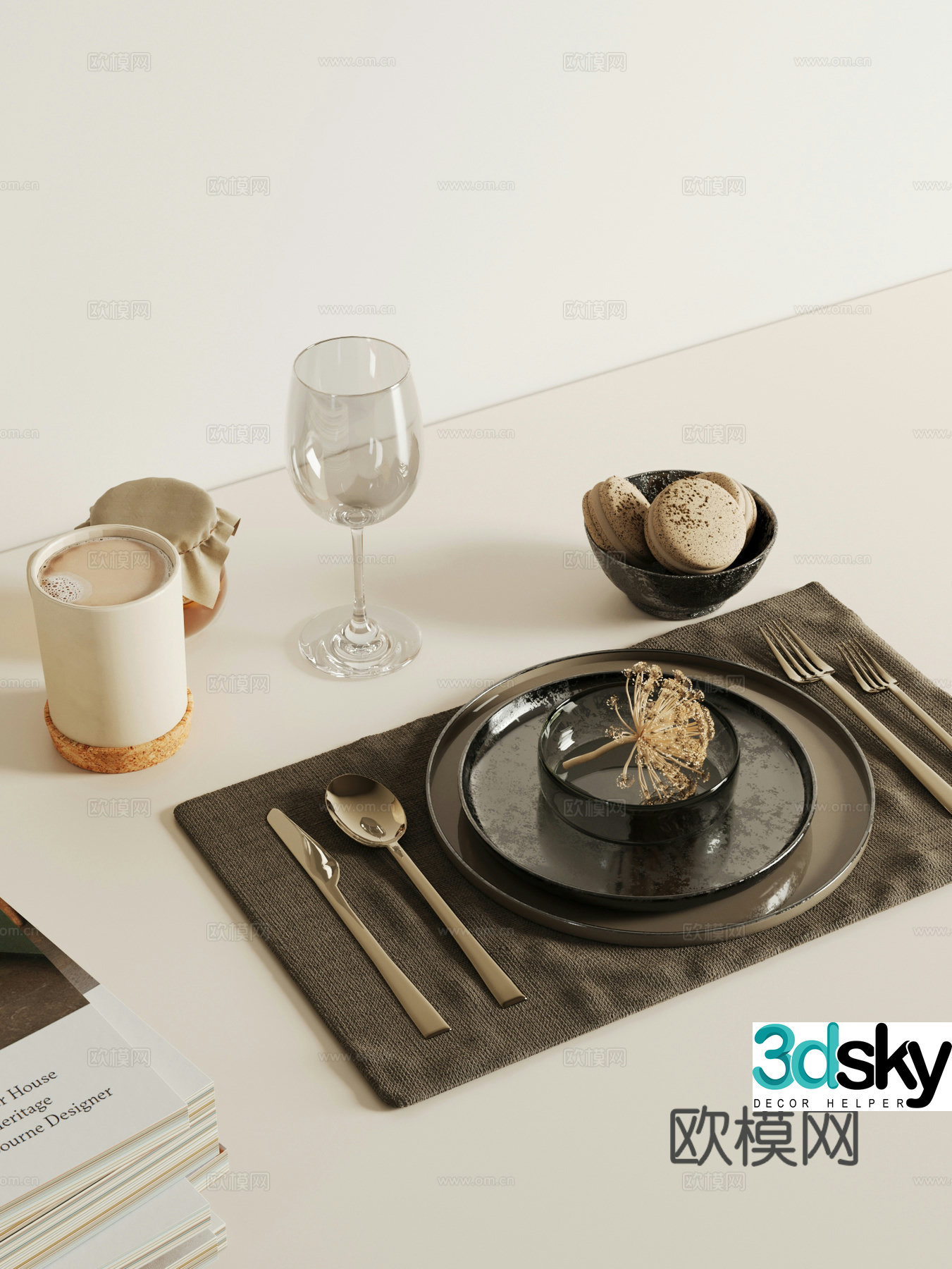Tableware Modern tableware Western tableware Tableware Dish Knives and forks Food and Coffee 3D Model
