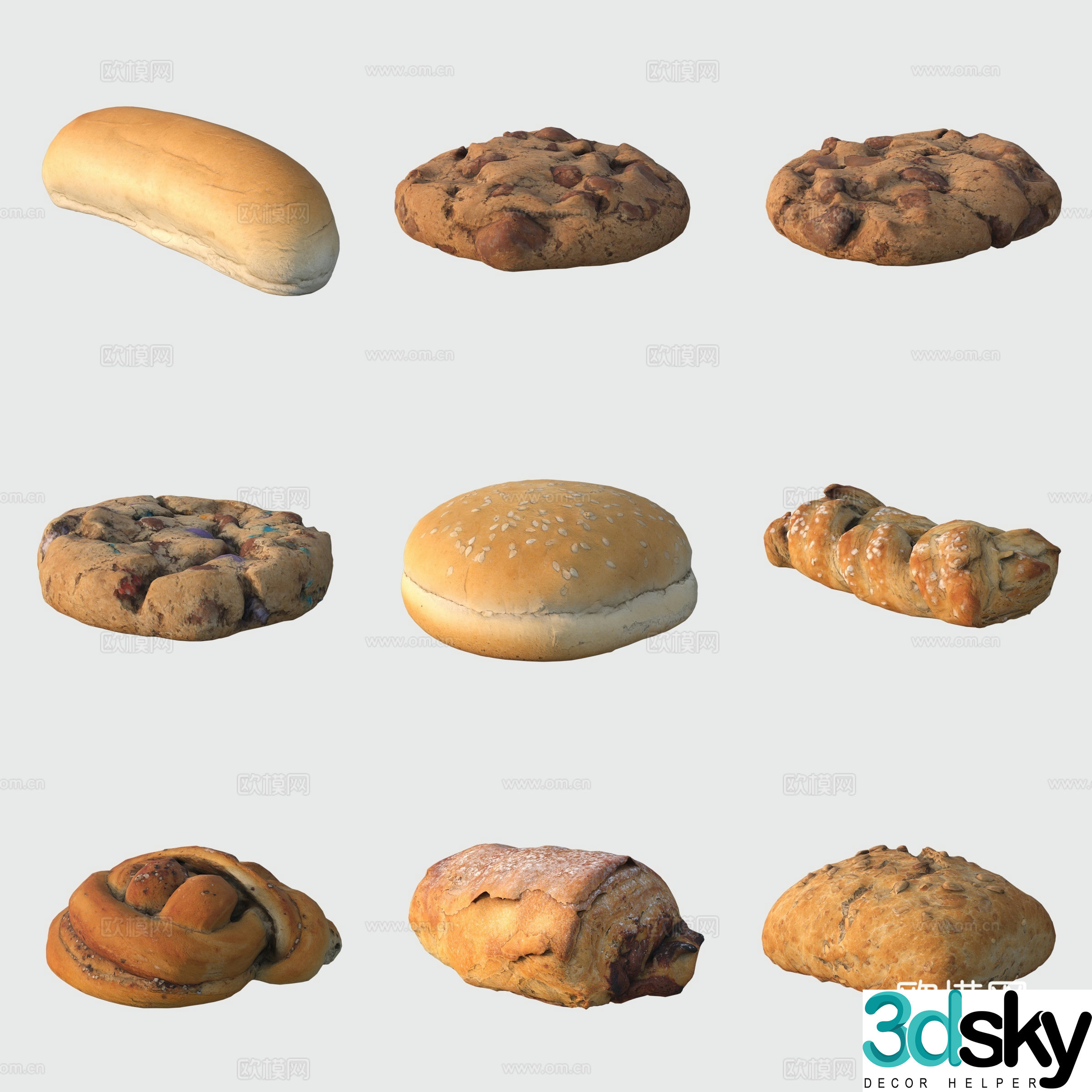 Donut Cookies Bread Food 3D Model