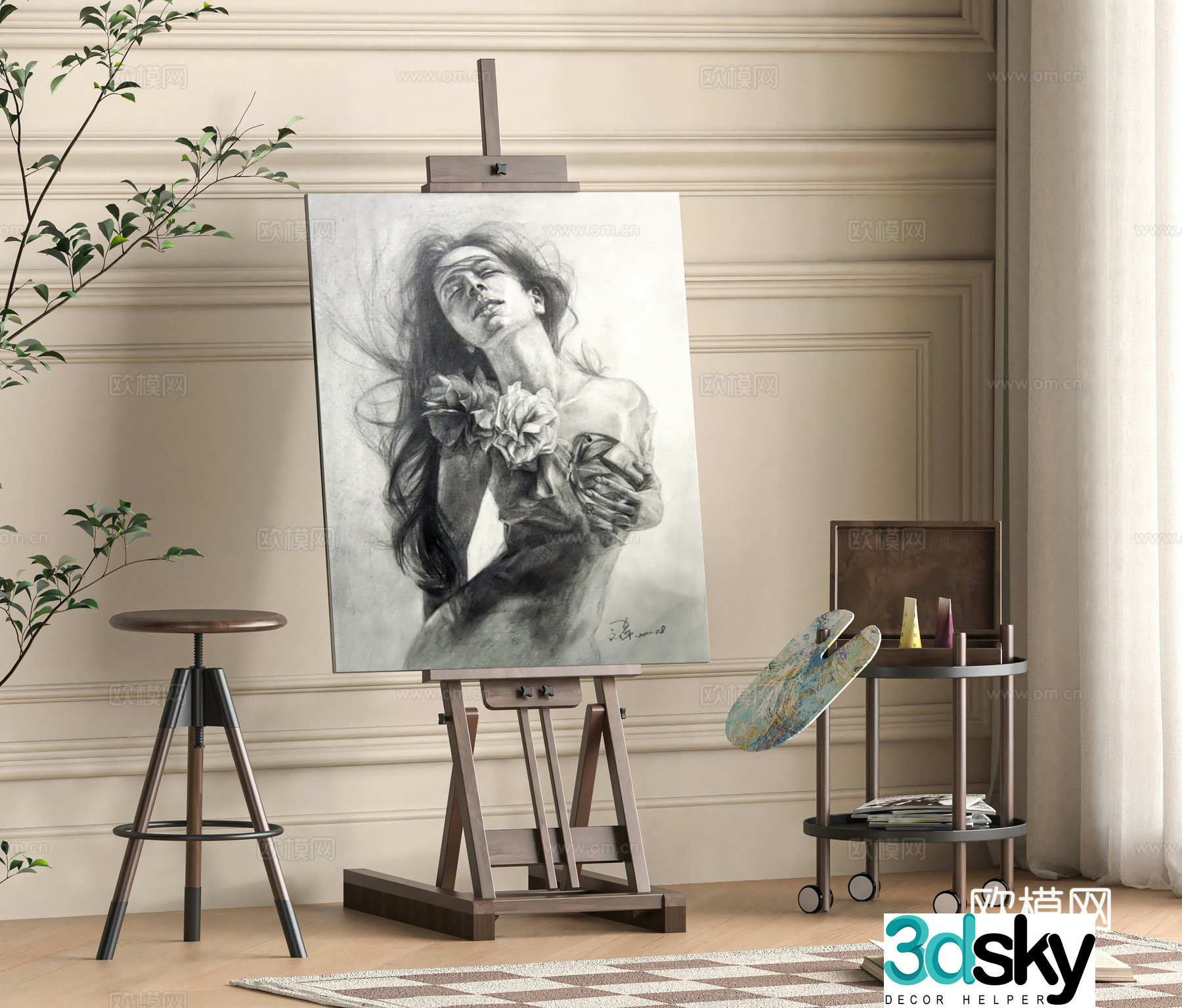 Modern painting tools 3d model