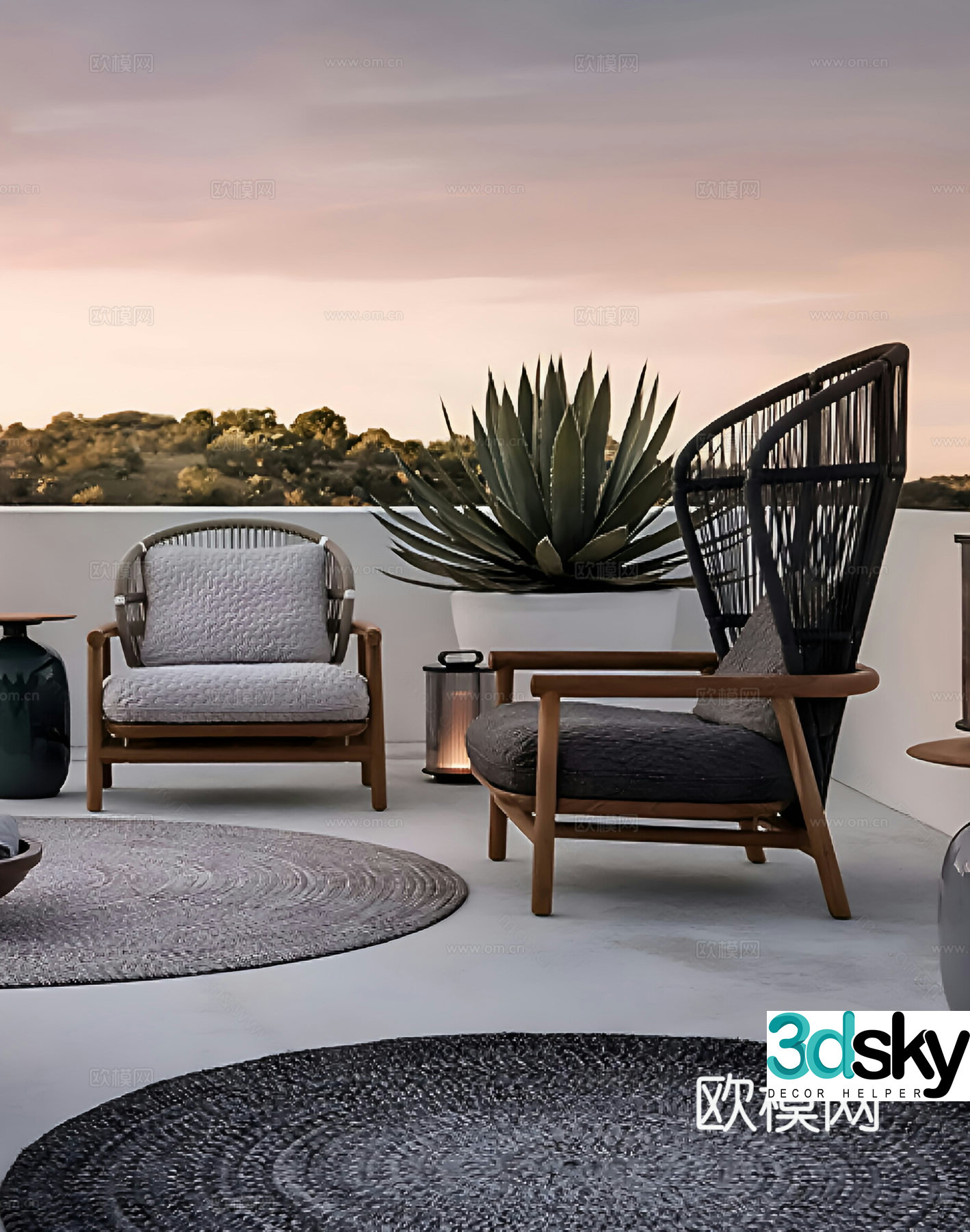 Modern outdoor chairs Outdoor leisure chairs Outdoor recliner 3d model