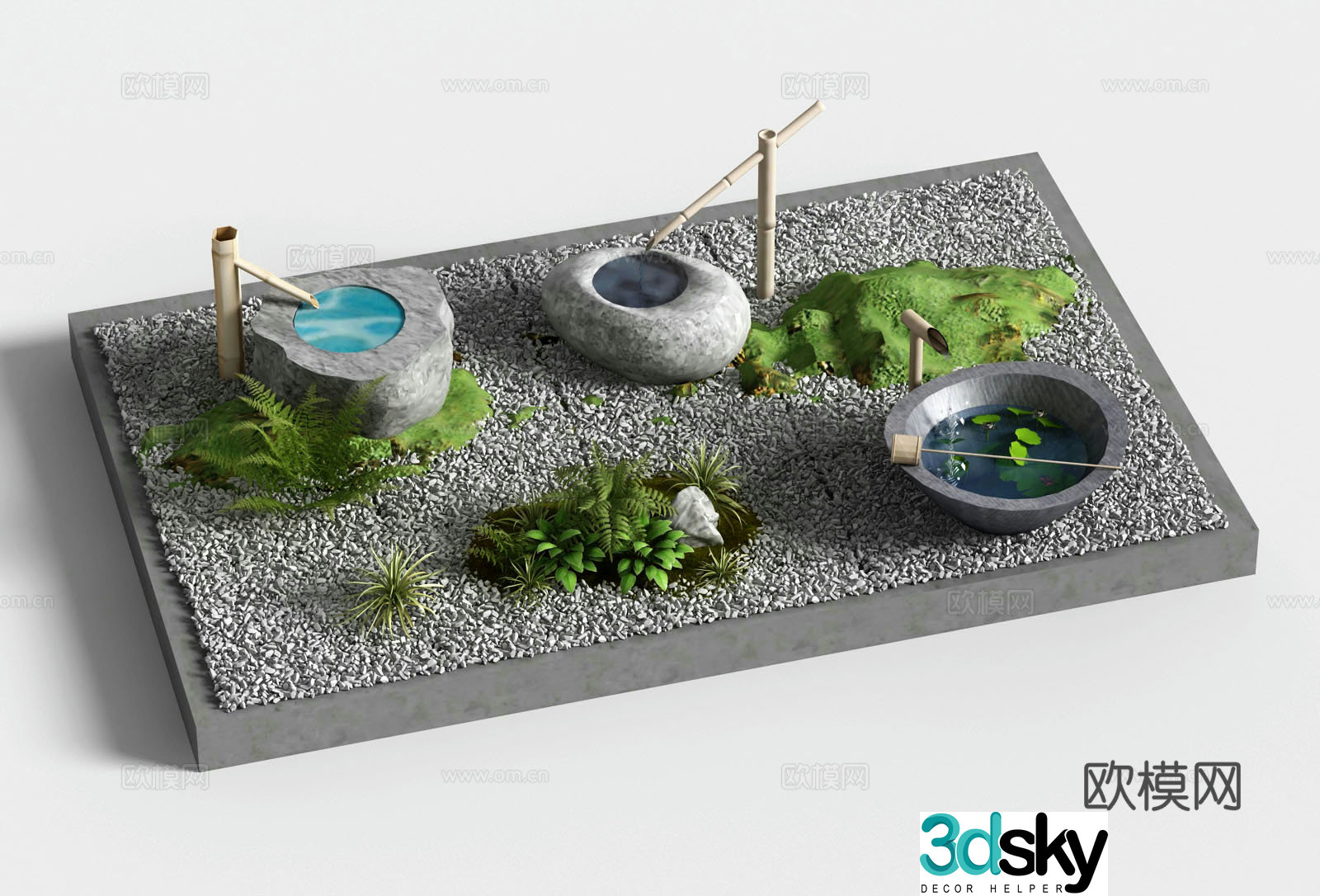 Gardening landscape waterscape basin 3d model