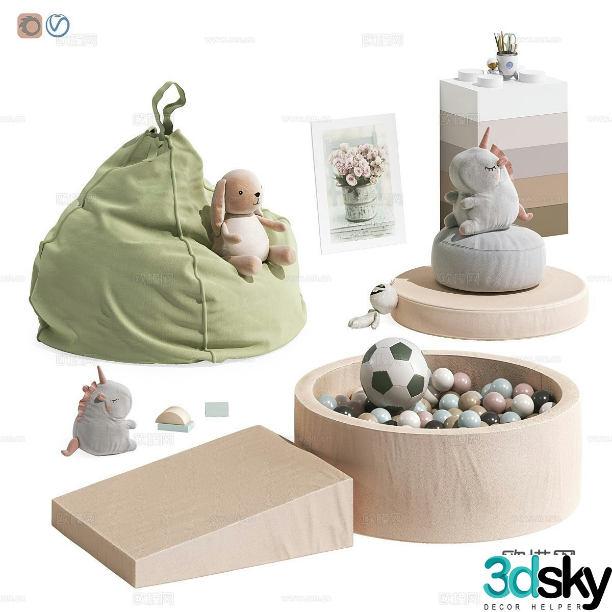 Modern children’s furniture toy 3d model