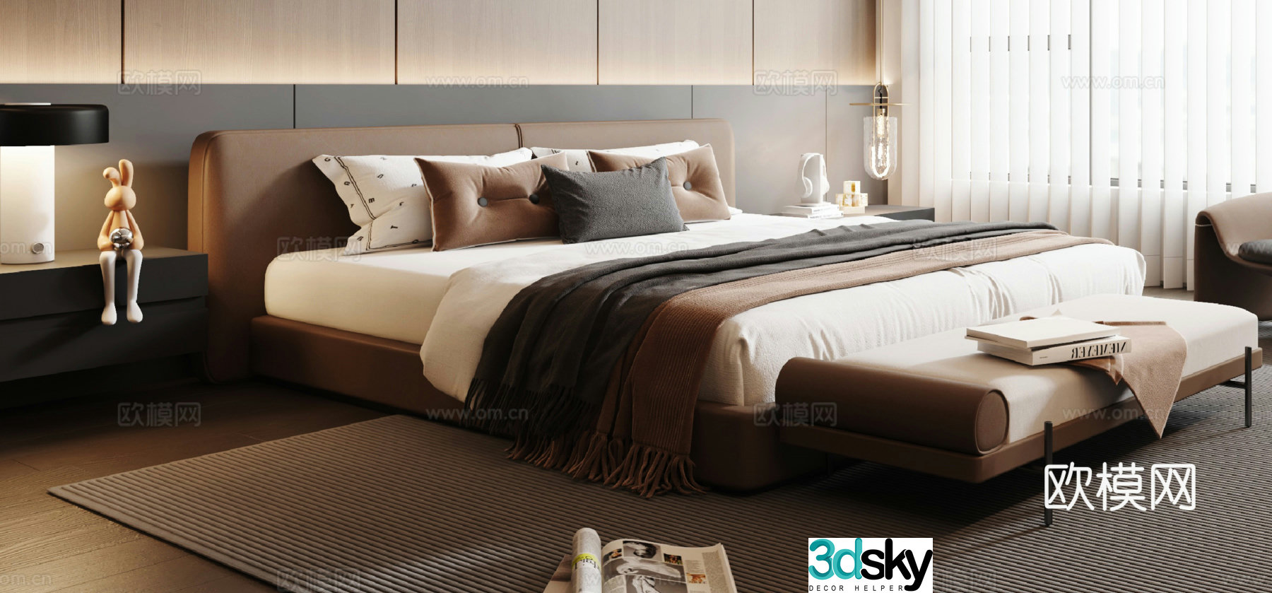 Poliform Italian double bed 3d model