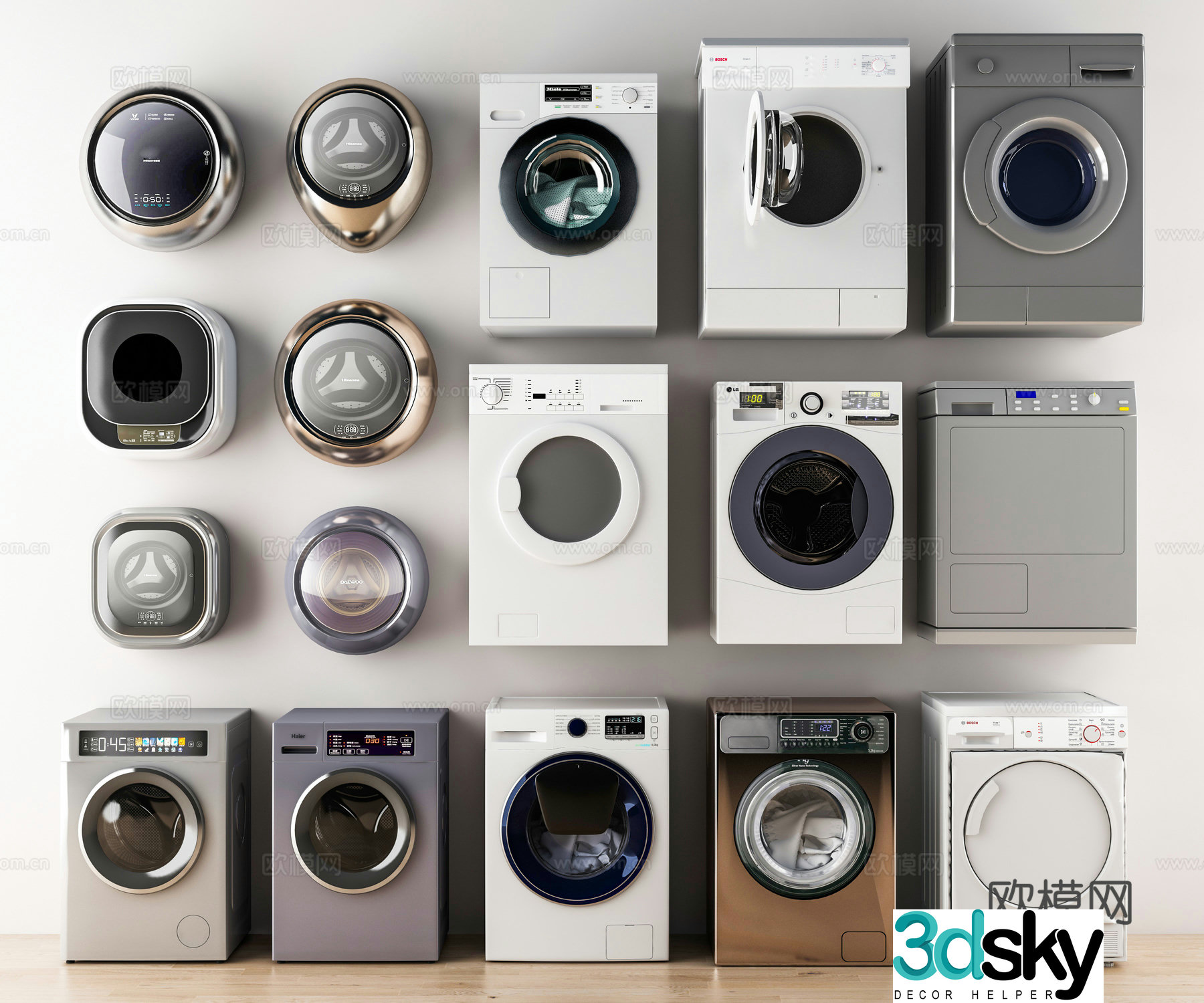 Drum washing machine wall-mounted washing machine 3d model