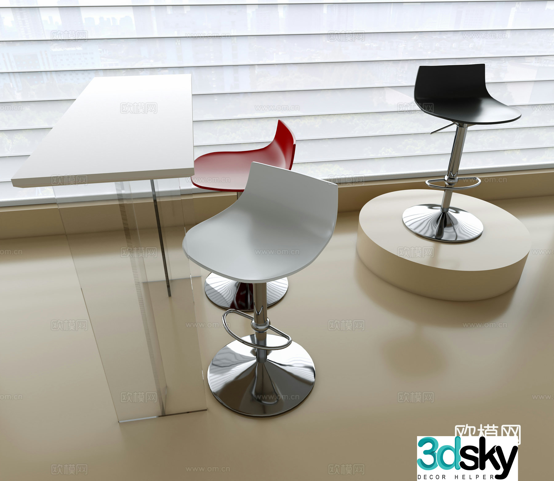 Modern bar chair bar stool Acrylic colored bar chair Stainless steel rotating bar chair Acrylic bar table 3D model
