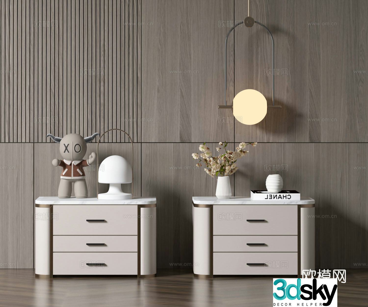 French American bedside table chandeliers table lamp 3d model