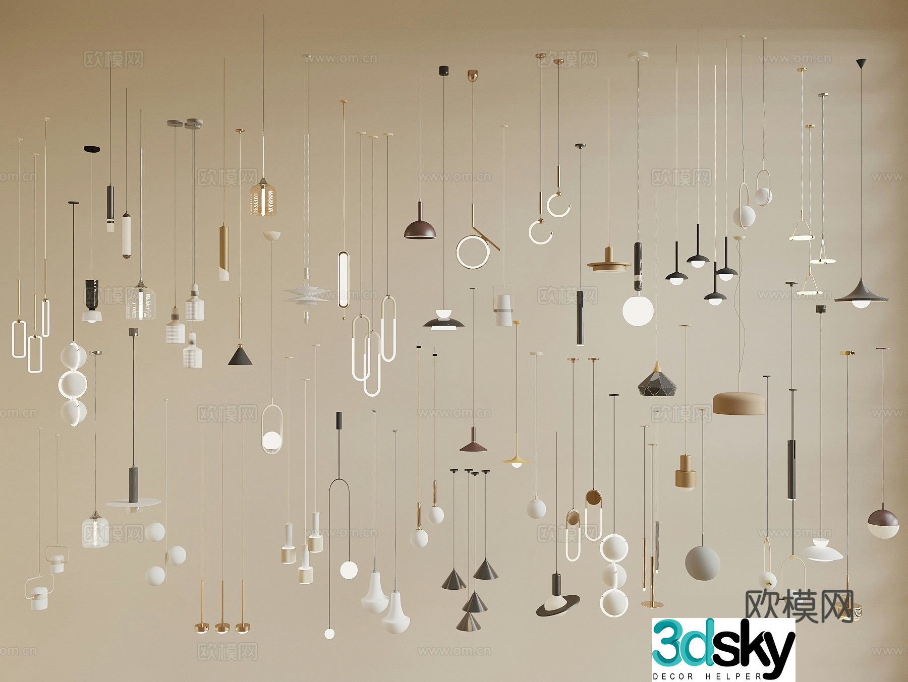 Modern small chandelier bedside chandelier 3d model