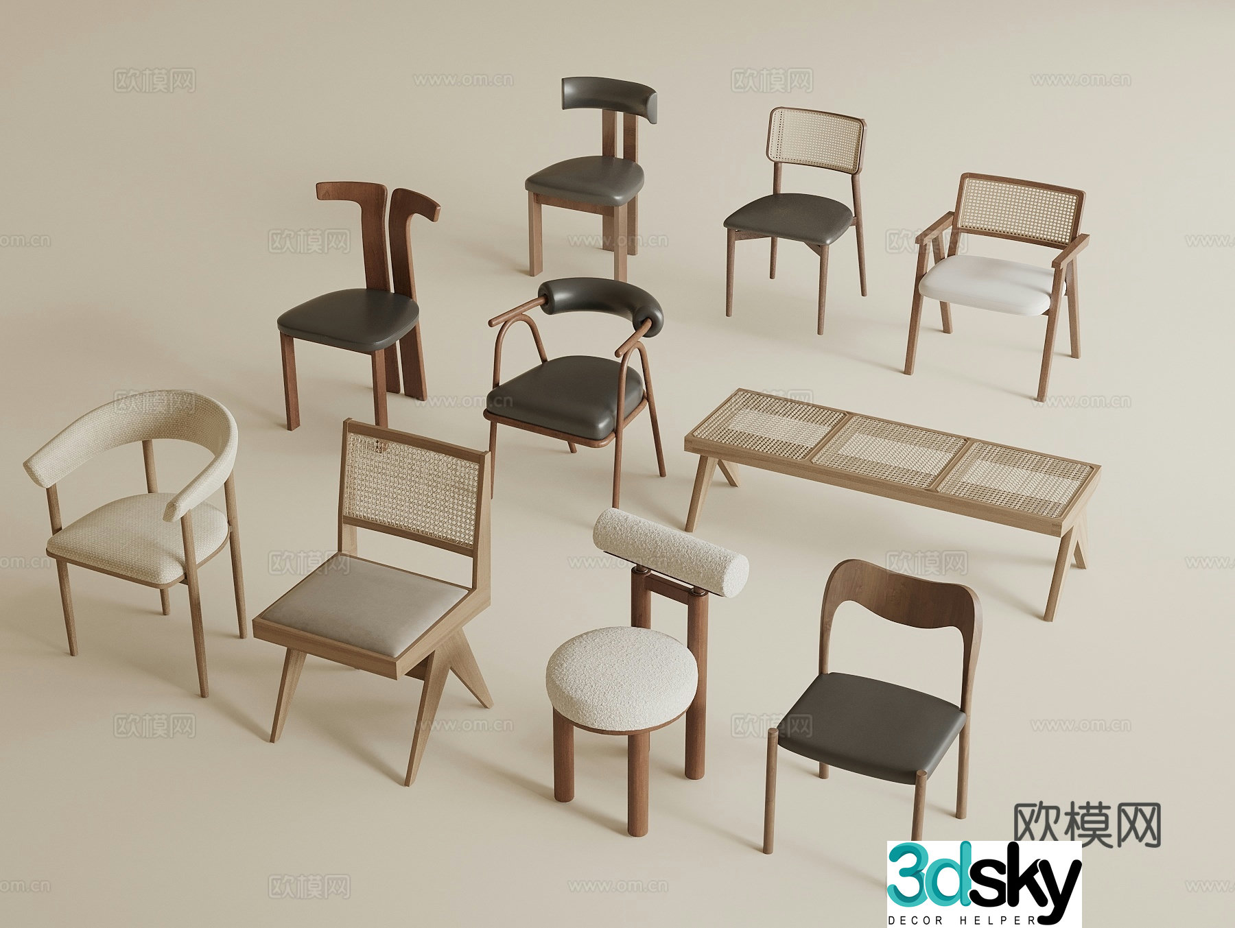 Wasabi Medium Style Single Chair Dining Chair 3D Model