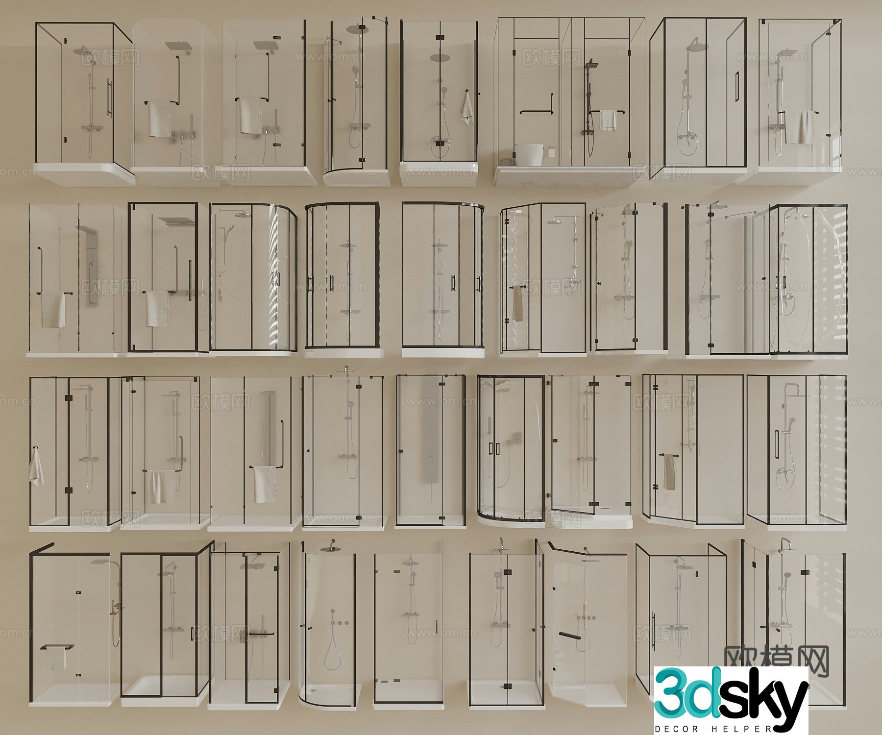 Shower room Shower room Shower shower partition 3d model
