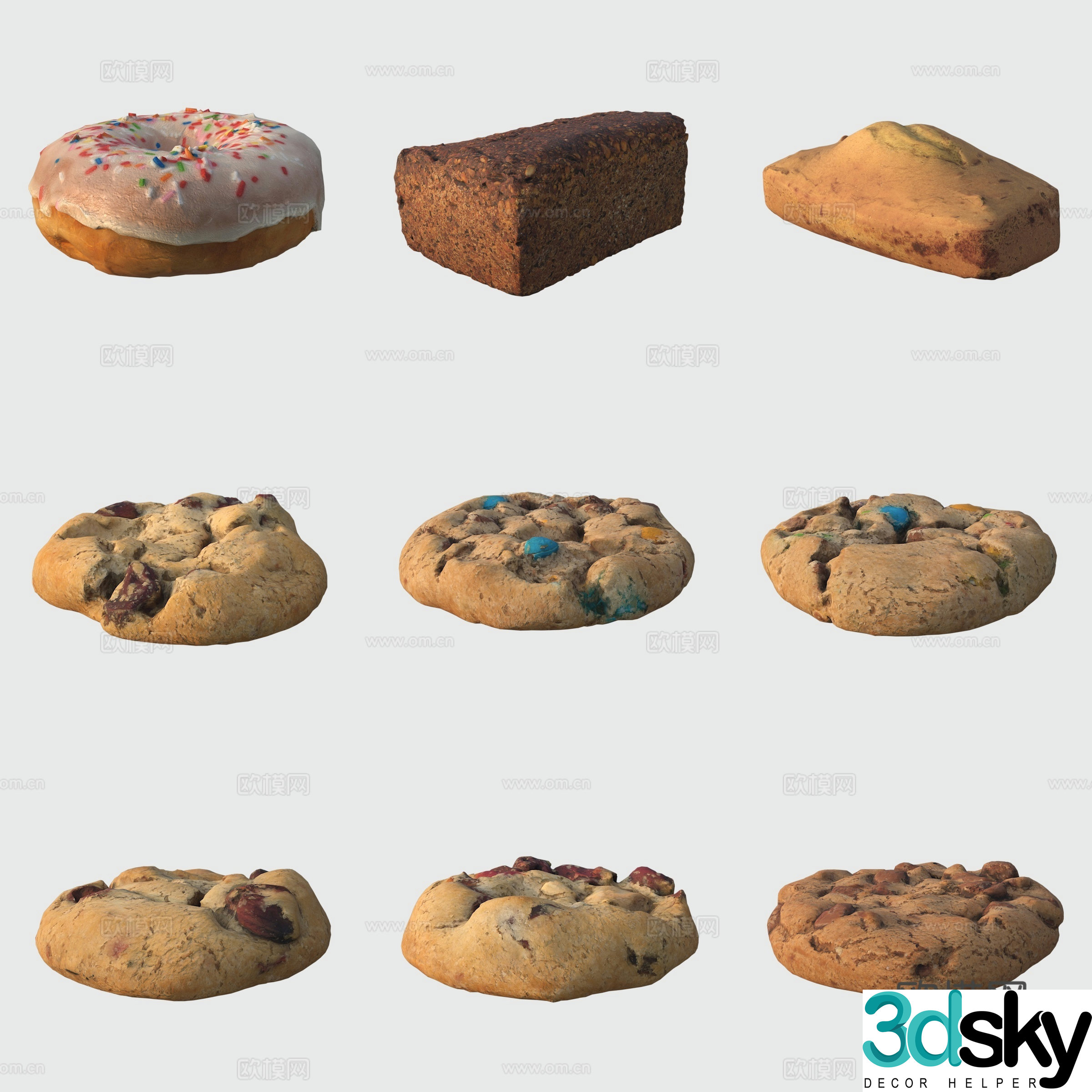 Donut Cookies Bread Food 3D Model