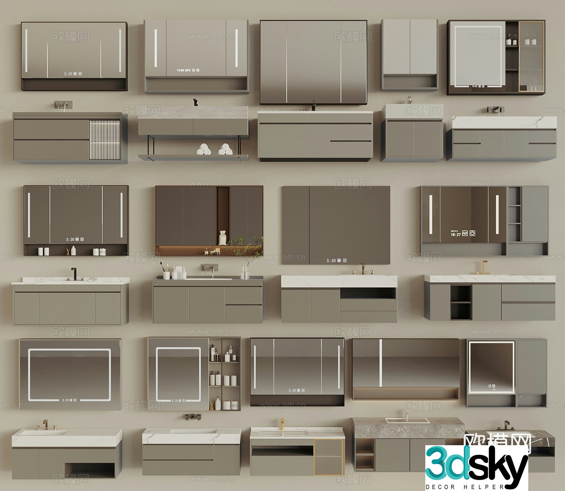 Modern bathroom cabinet bathroom sink mirror cabinet 3d model