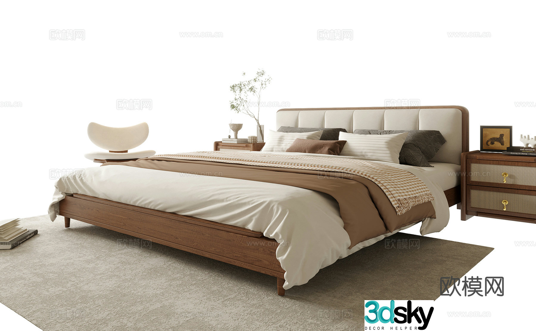 Modern double bed 3d model
