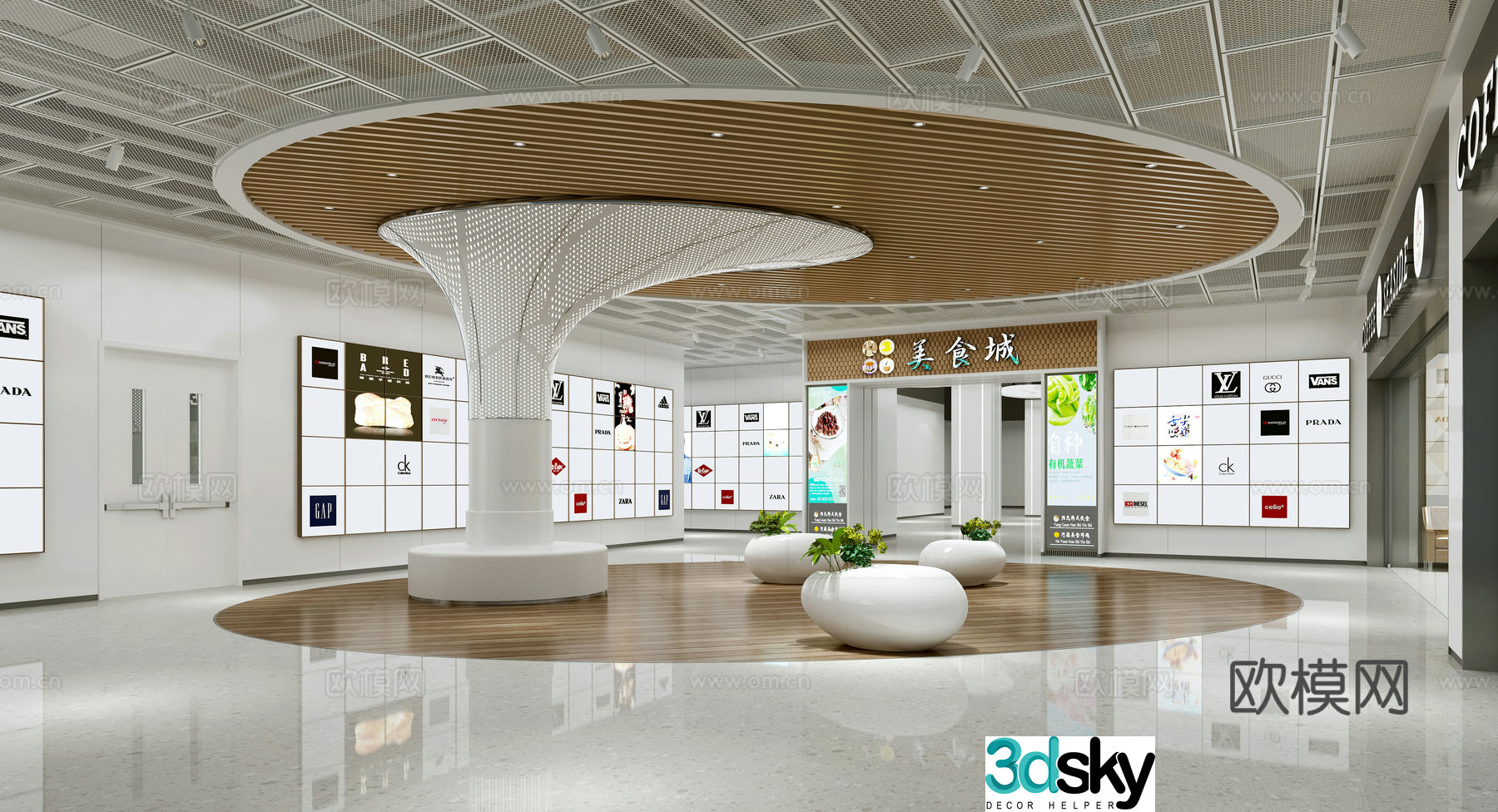 Shopping mall foyer 3d model