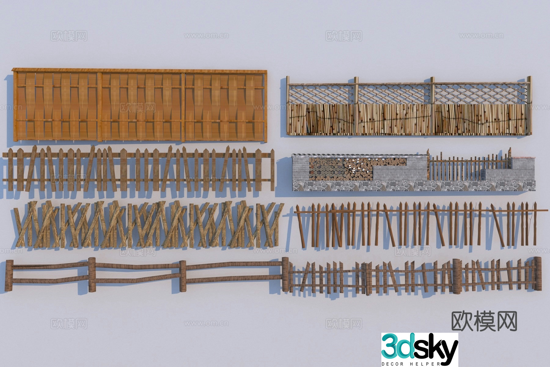 Chinese rural fence 3D model