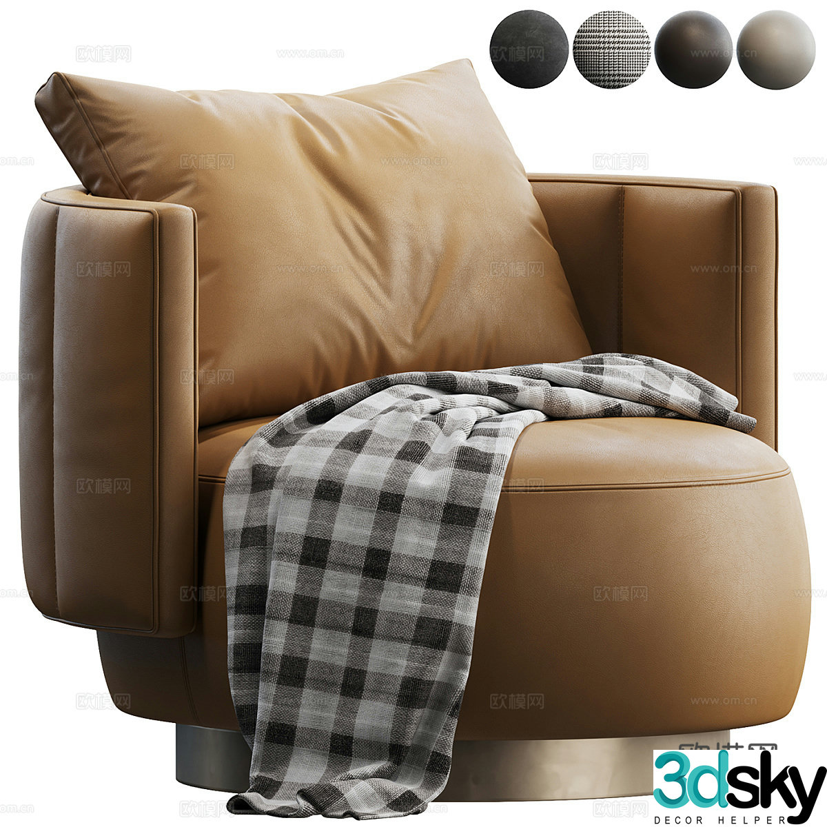 Modern Italian light luxury Torii bold armchair 3d model