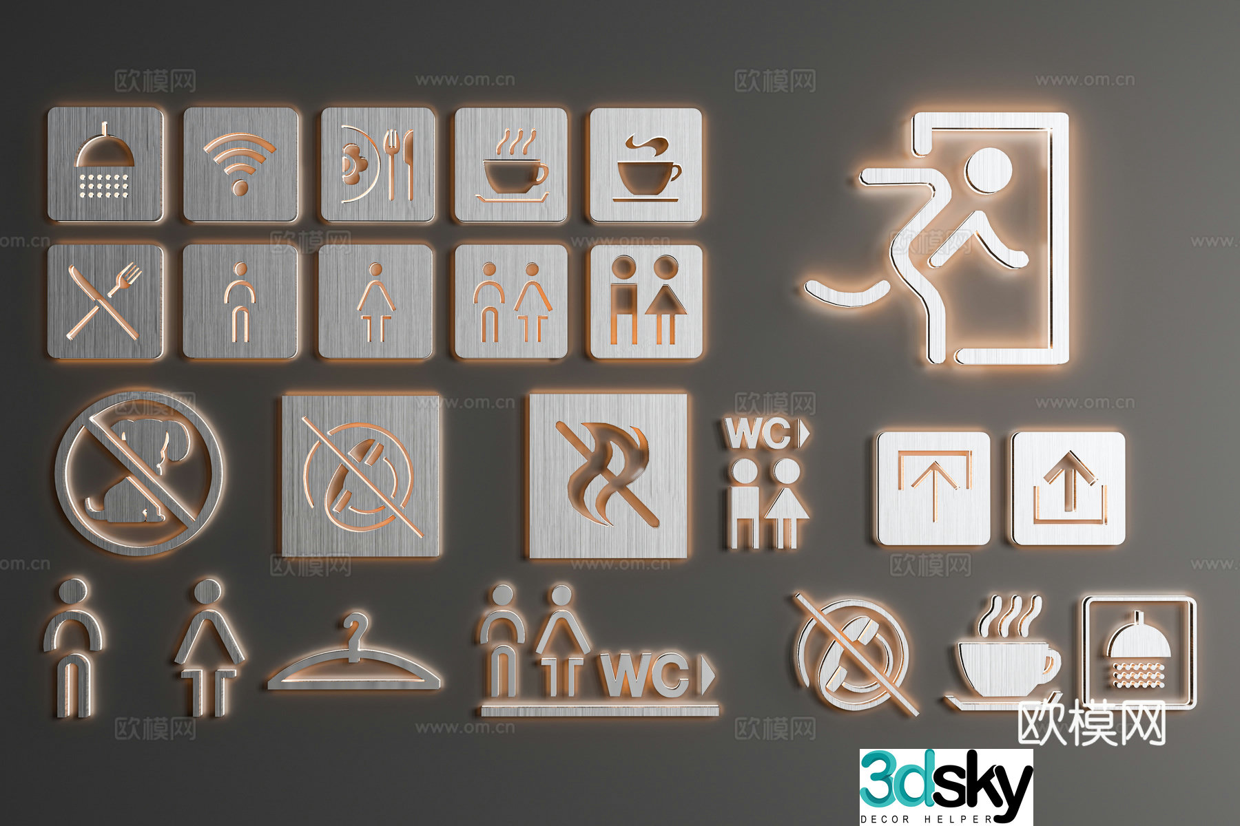 Modern guide sign, bathroom sign, house number, bathroom sign 3d model