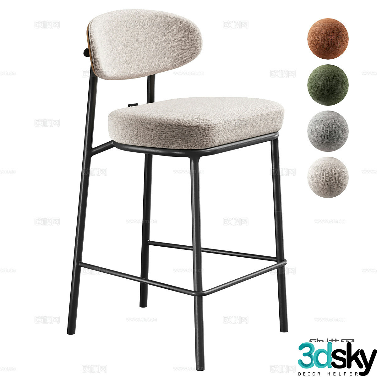 Modern Italian minimalist bar chair 3d model