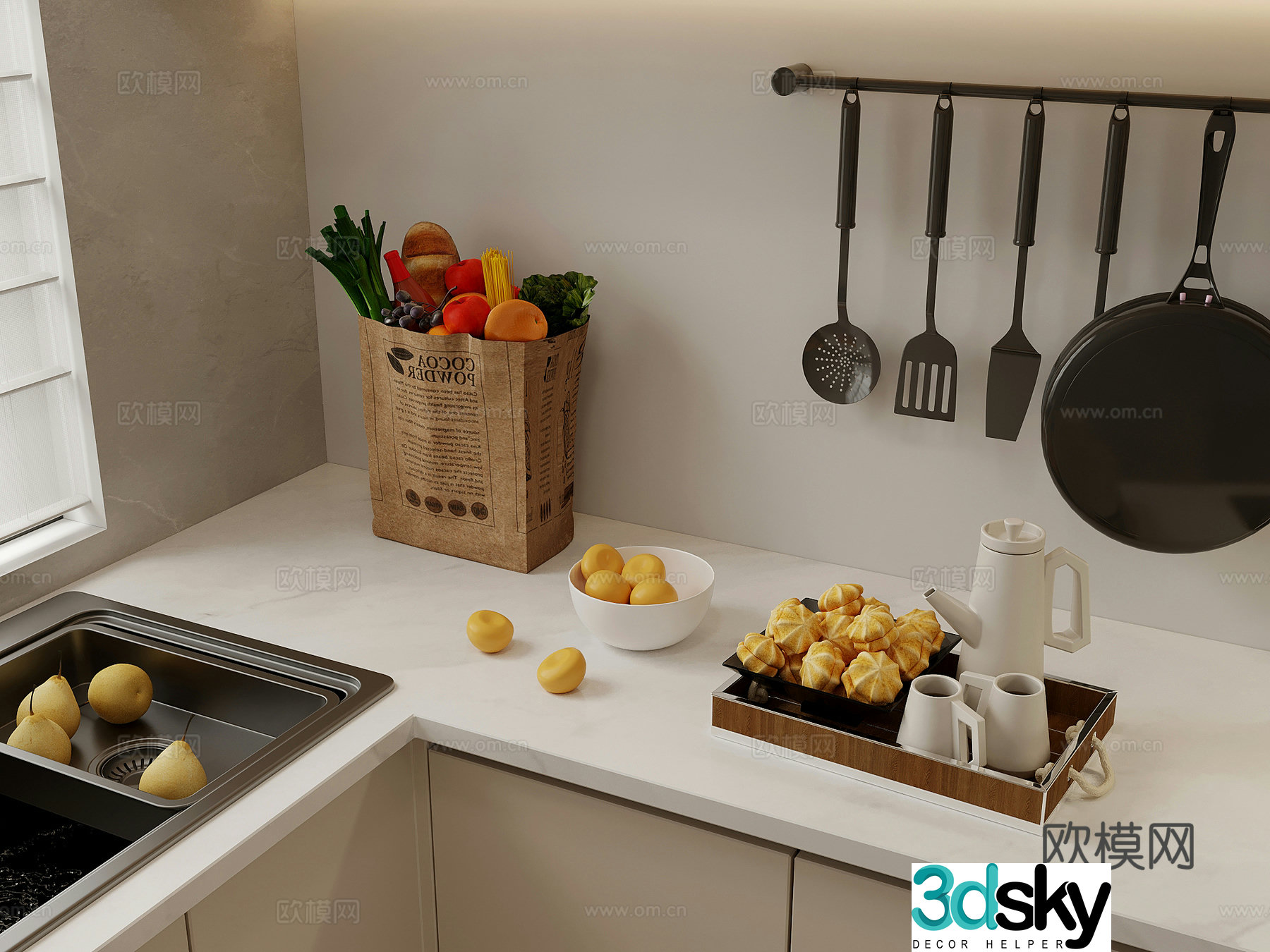 Modern kitchen supplies Fruit and vegetable bags Kitchen supplies Pallet 3d model