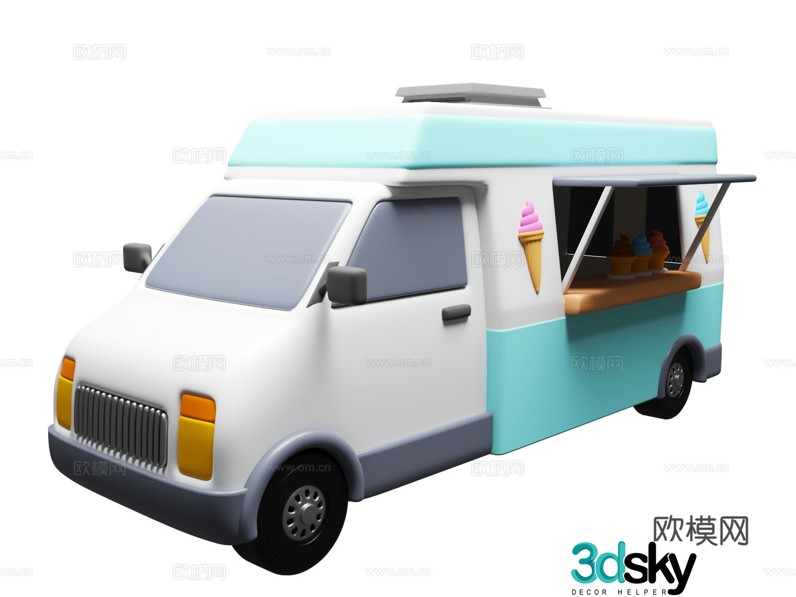 Cartoon snack truck Cartoon cold drink truck Ice cream truck Ice Cream Tru3d model