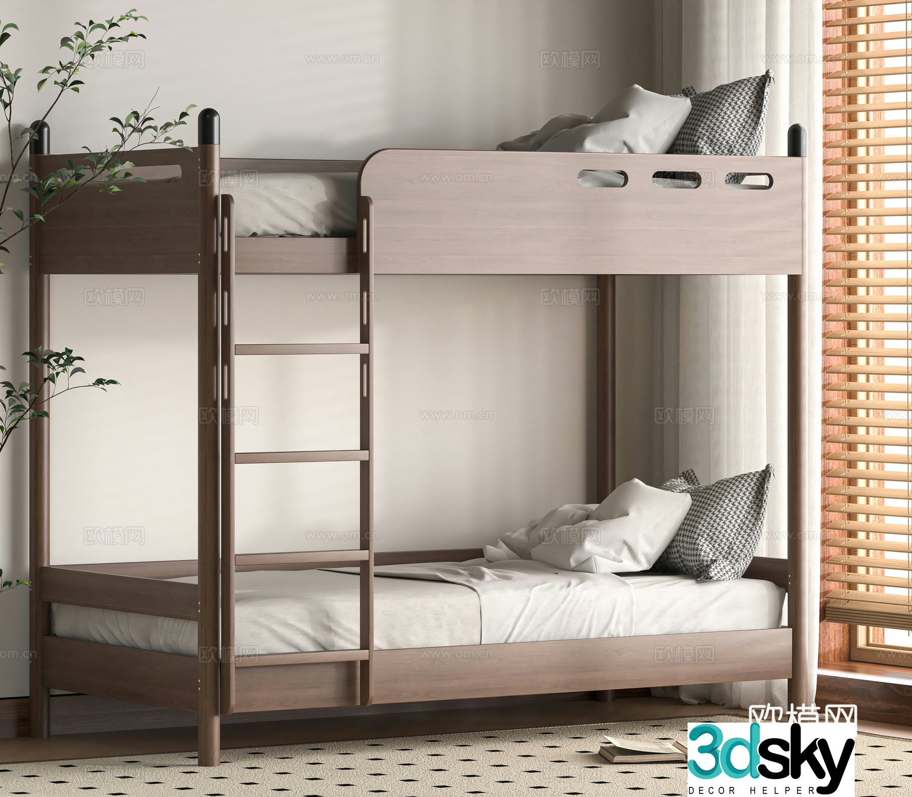Modern solid wood 3D model