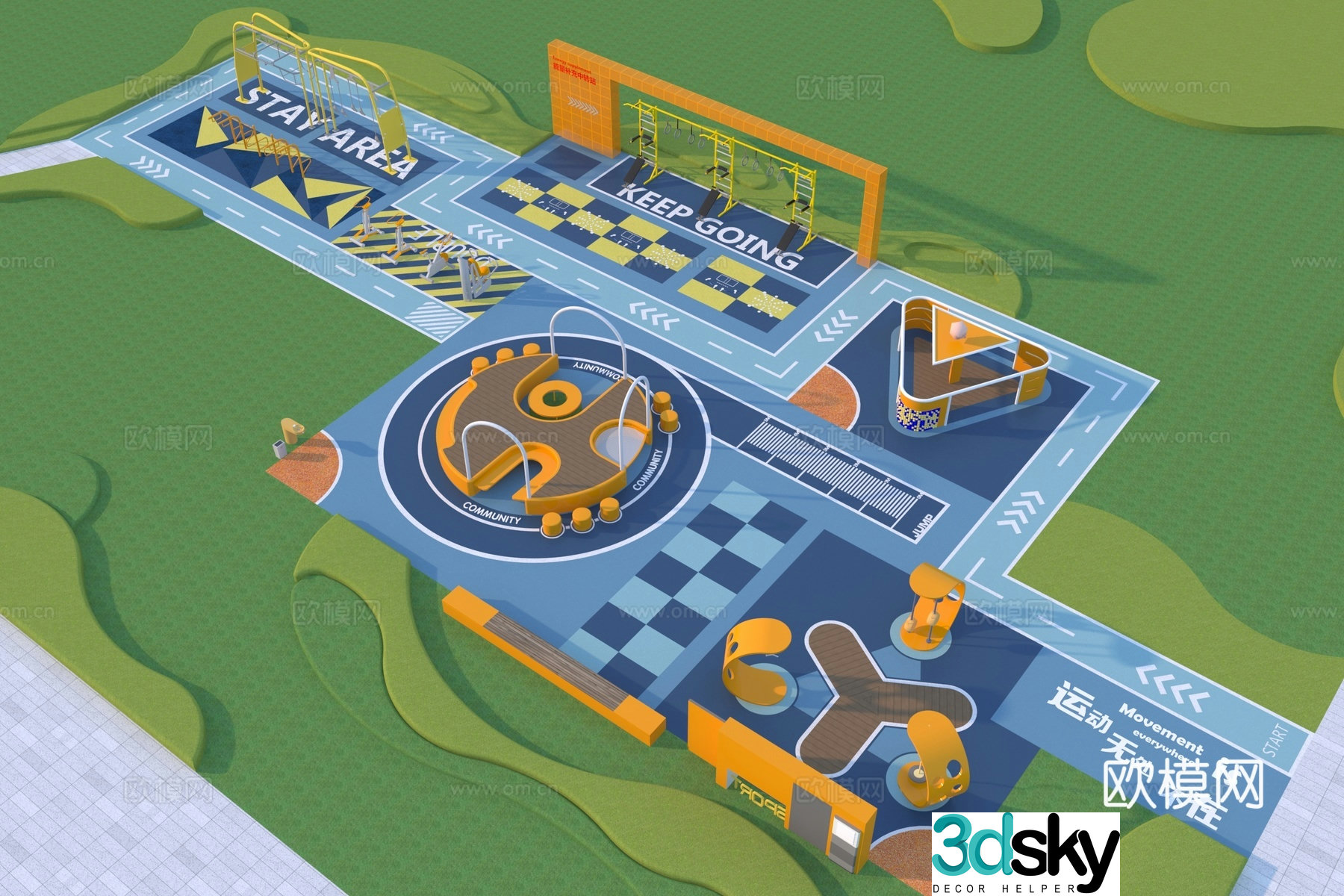 Modern sports park 3d model