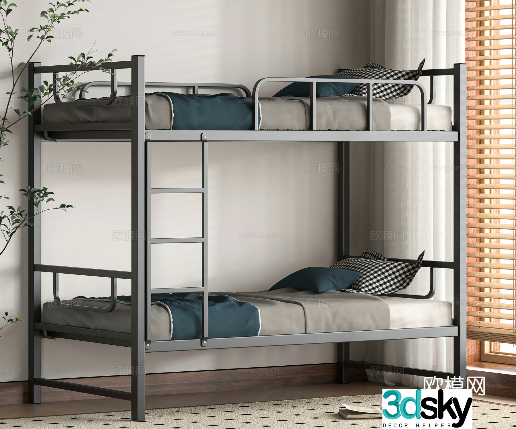 Modern 3D model on and off bed