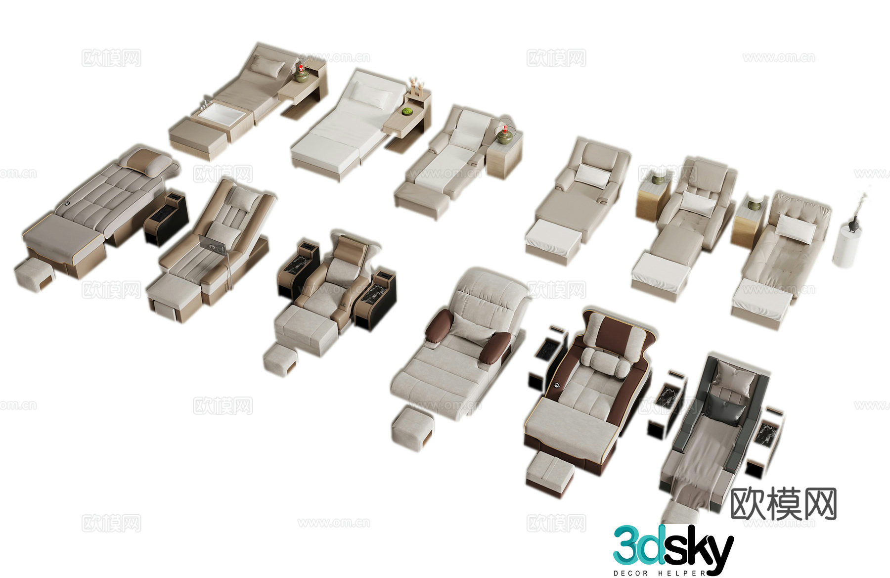 Massage bed beauty bed 3d model