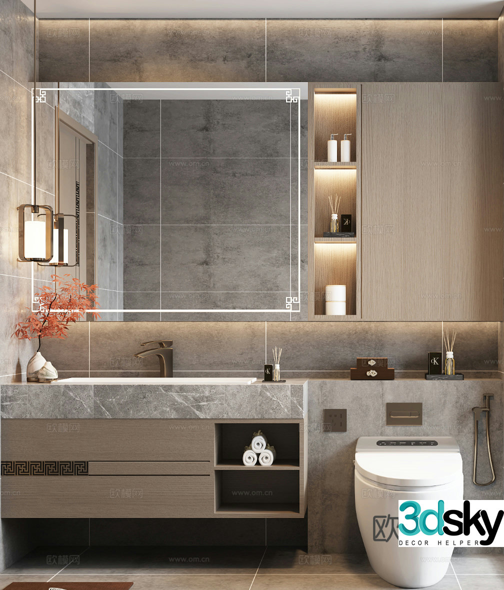 New Chinese bathroom cabinet 3D model