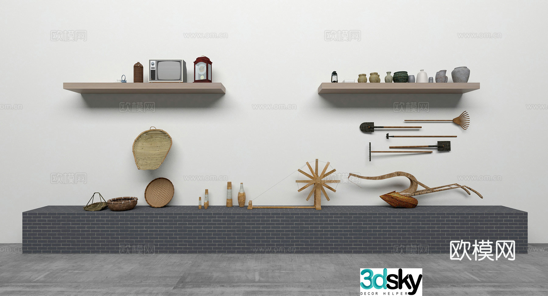 Farm tools items 3d model