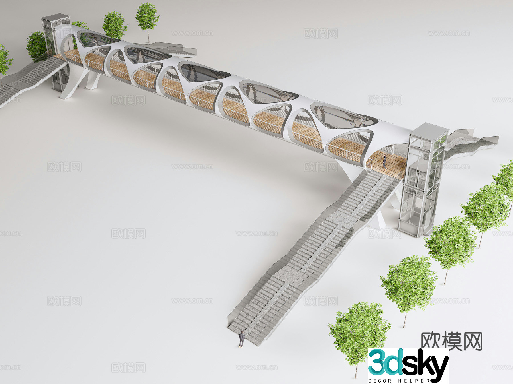 Overpass Pedestrian bridge 3d model
