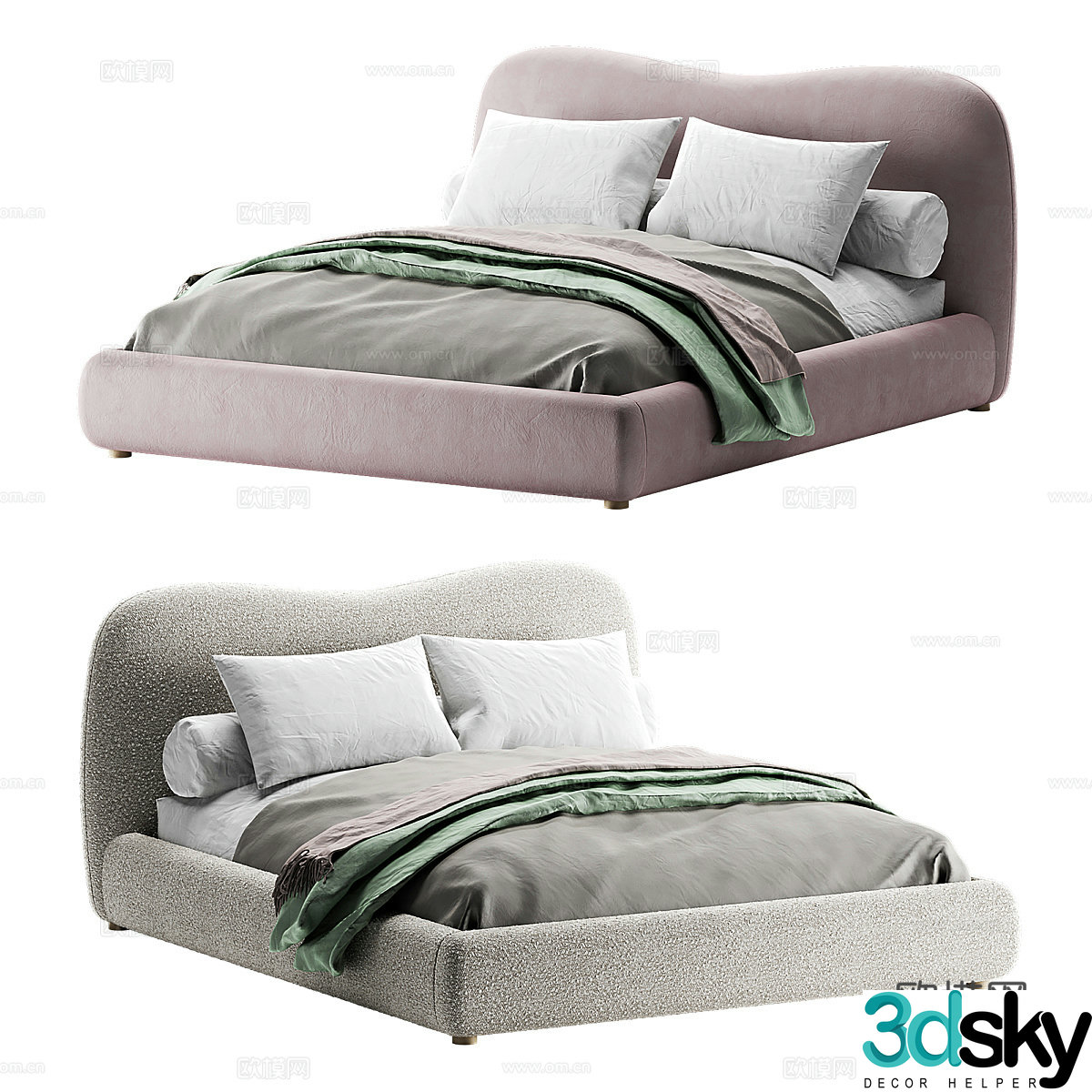 Modern double bed 3d model