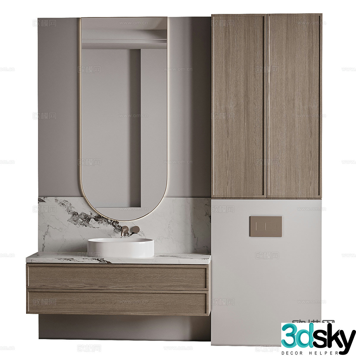 New Chinese style bathroom cabinet 3D model