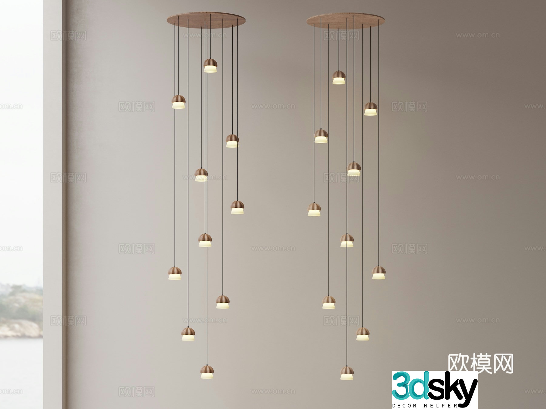 3D model of chandelier in stairwell