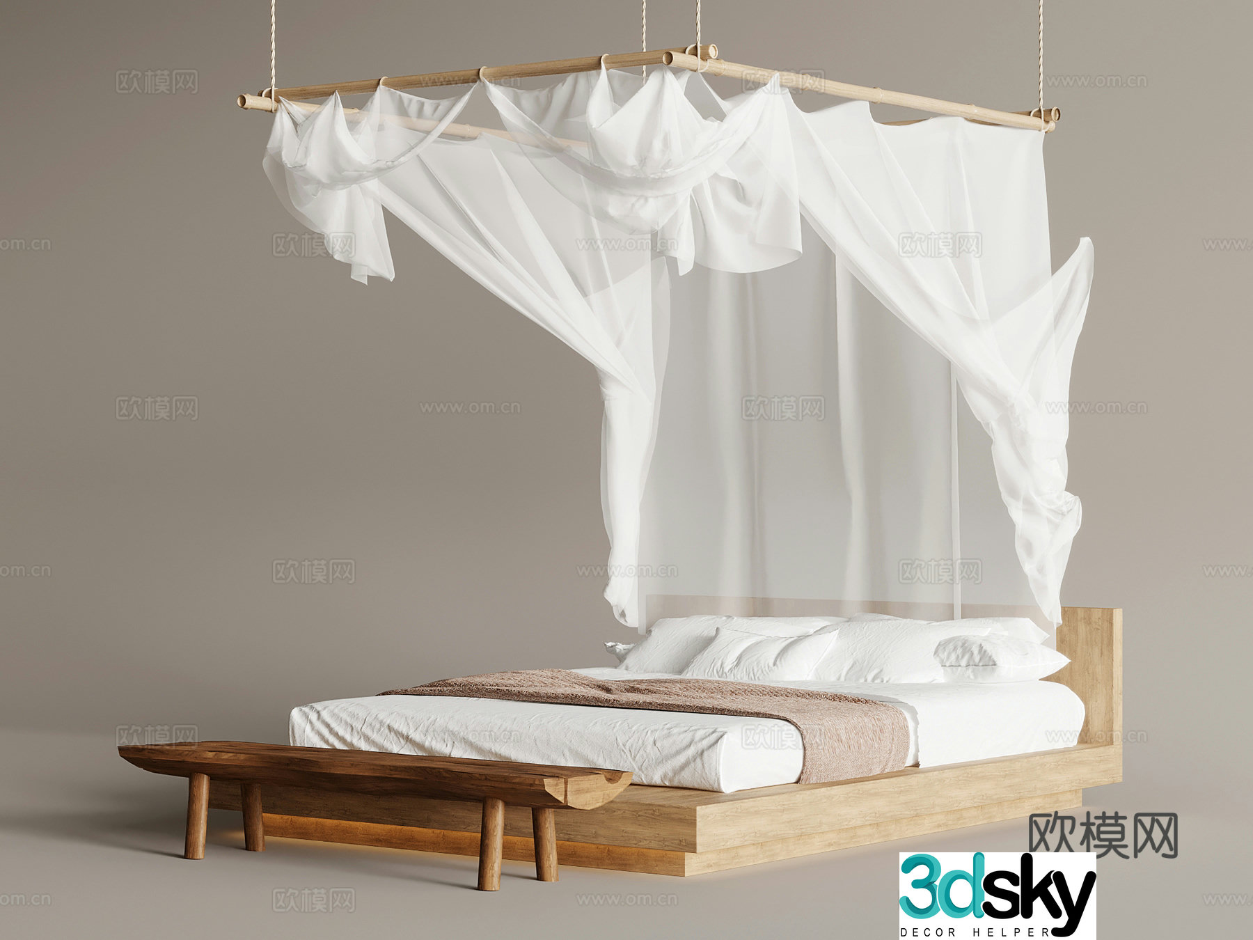 Double bed Jijifeng double bed Mantan 3D model