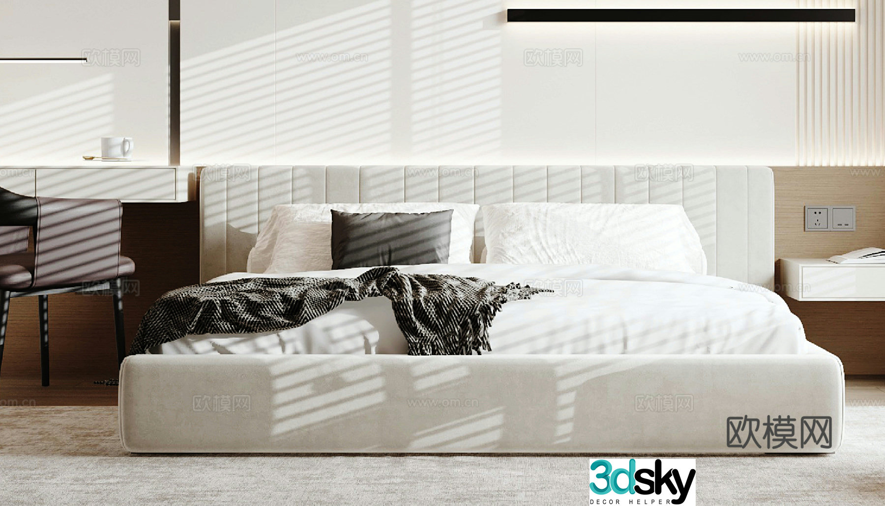 Modern double bed 3d model