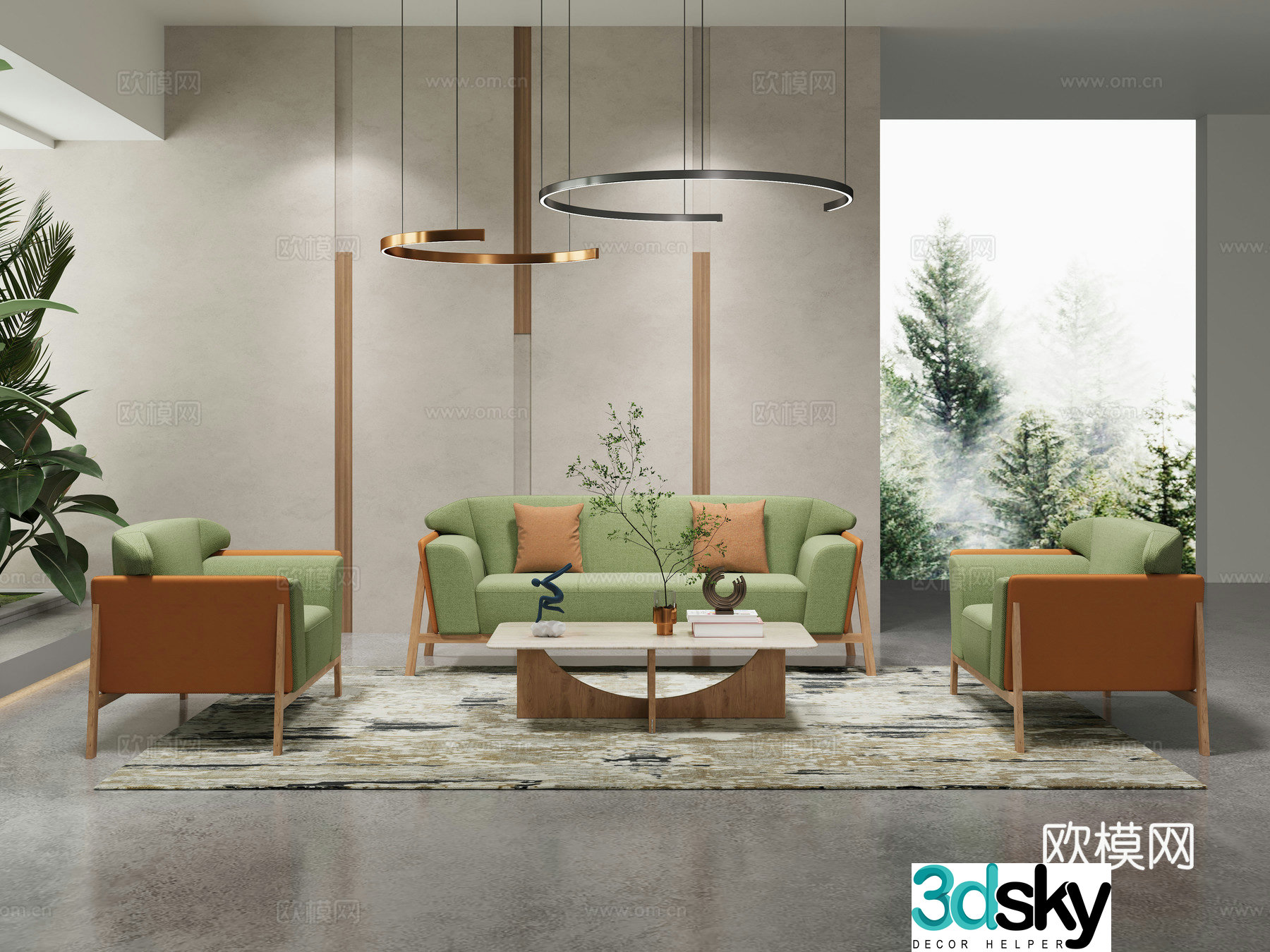 Modern simple sofa CEO executive office sofa reception sofa sofa coffee table combination 3d model