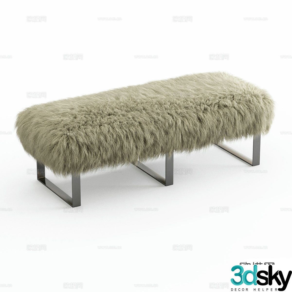 Modern Italian plush bench bed stool 3d model