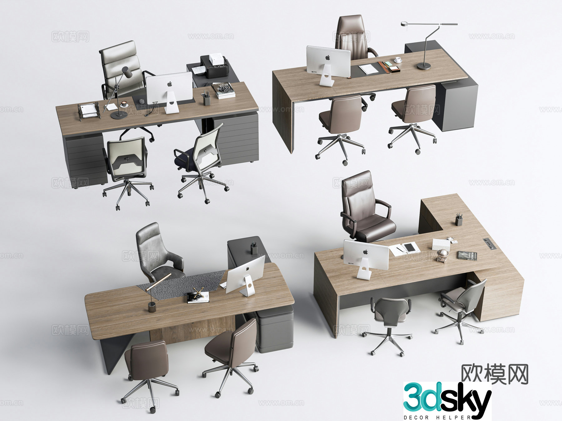 Modern office desk combination office chair office desk chair computer desk 3d model