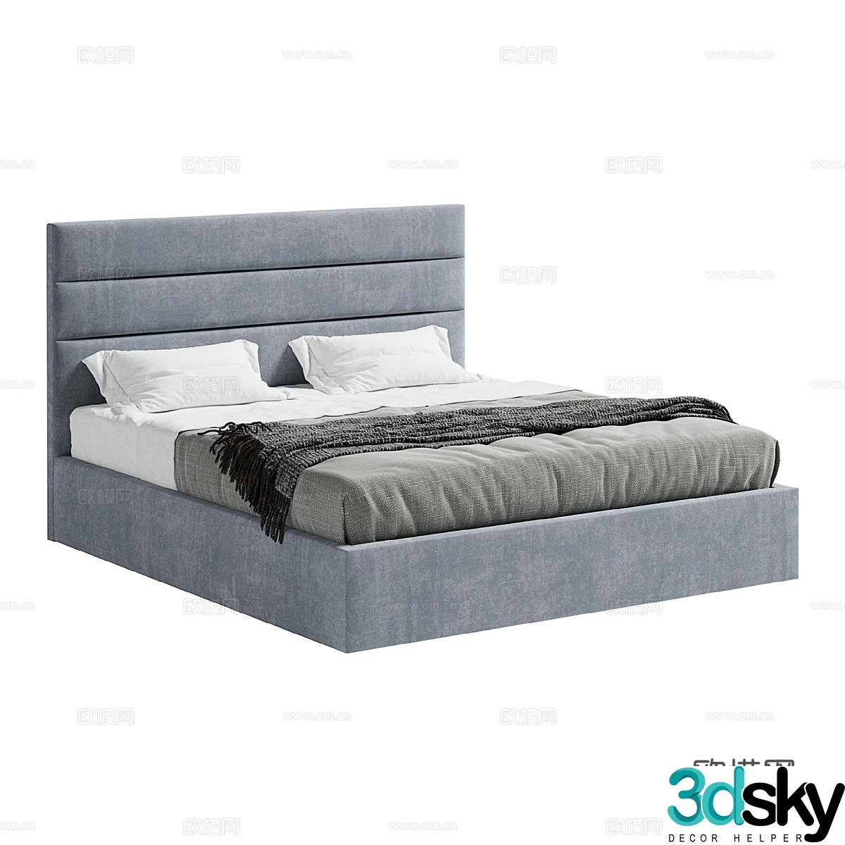 Modern simple double bed Double bed Simple bed Bedroom bed Pillow 3D model