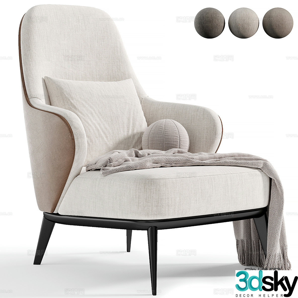 Modern Italian Minotti Leslie armchair 3d model