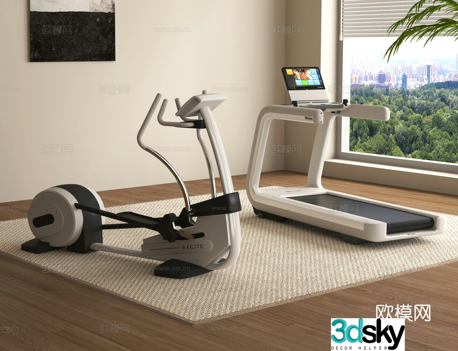 Fitness equipment treadmill elliptical machine 3d model
