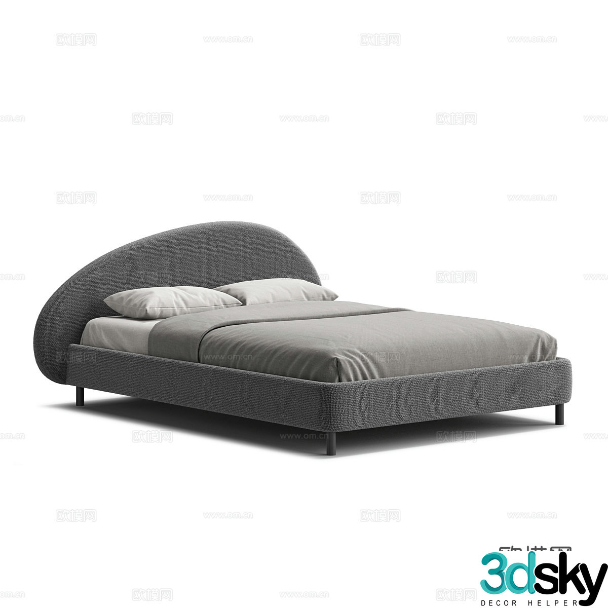Modern simple double bed Double bed Simple bed Bedroom bed Pillow 3D model