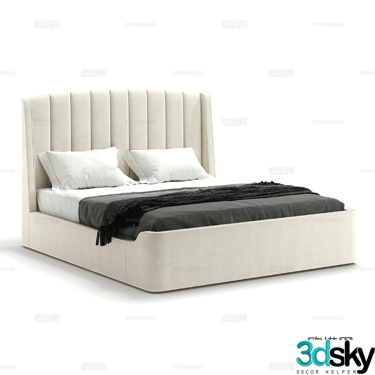 Modern simple double bed Double bed Simple bed Bedroom bed Pillow 3D model