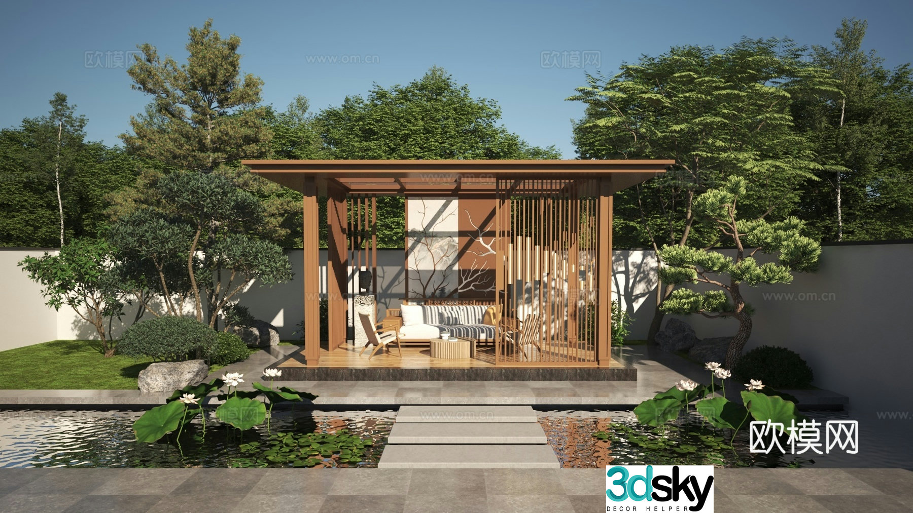 New Chinese style pavilion 3D model