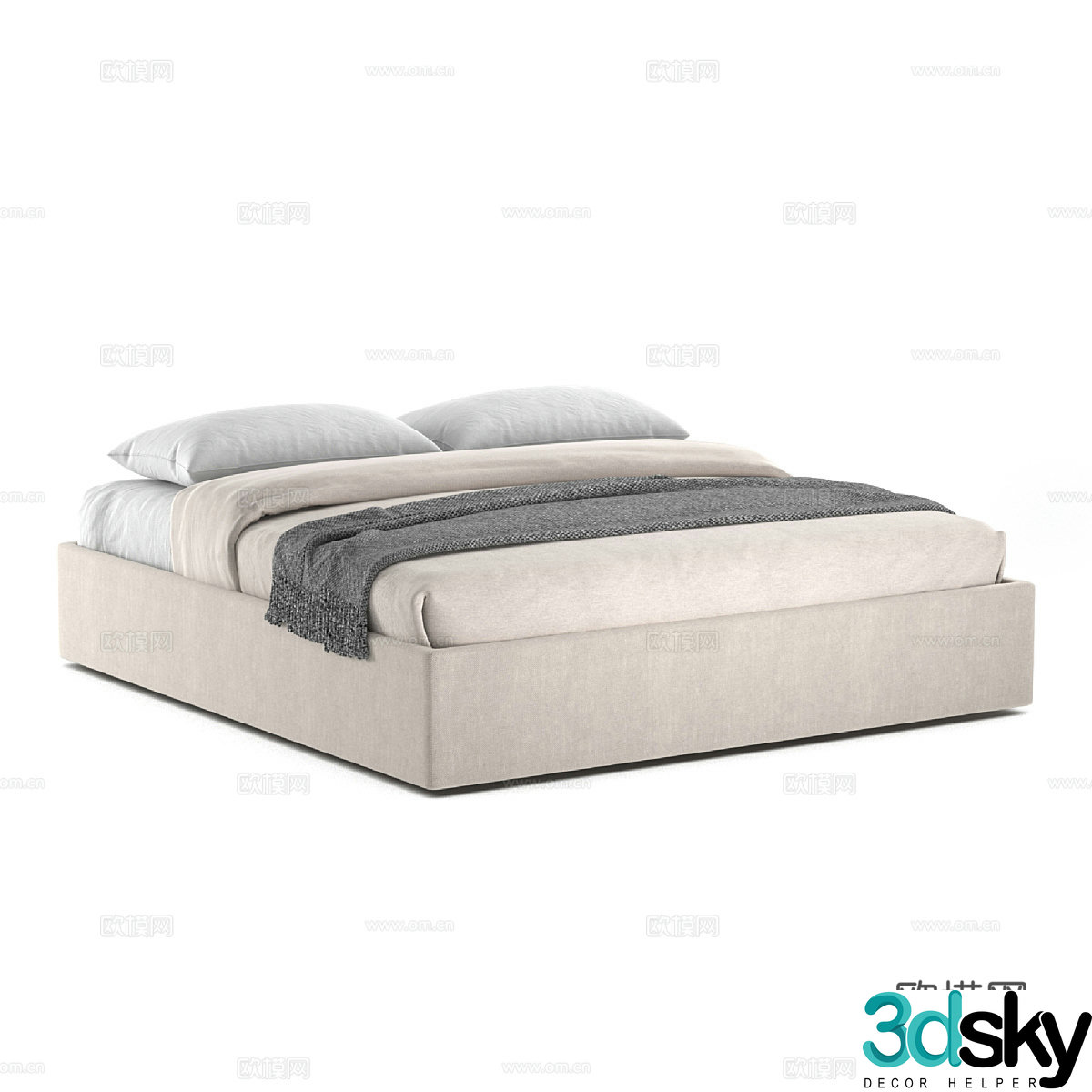 Modern simple double bed Double bed Simple bed Pillow 3D model